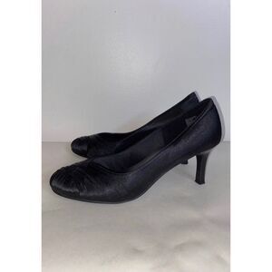 Fioni Night Black Sateen Heels‎